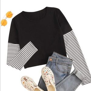 Black long sleeve with Stripe Sleeve